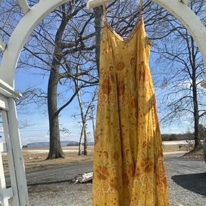 Spell and The Gypsy  “collective” Sunflower and lurex gold Bohemian Sundress